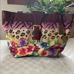 NWOT Anuschka Multicolor Floral and Animal Print Tote